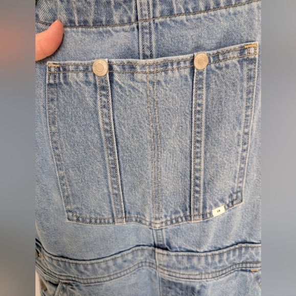 Sunday Best Artizia Blue Jean Overhead Utility Cargo Denim Overalls Size Small - Picture 7 of 16